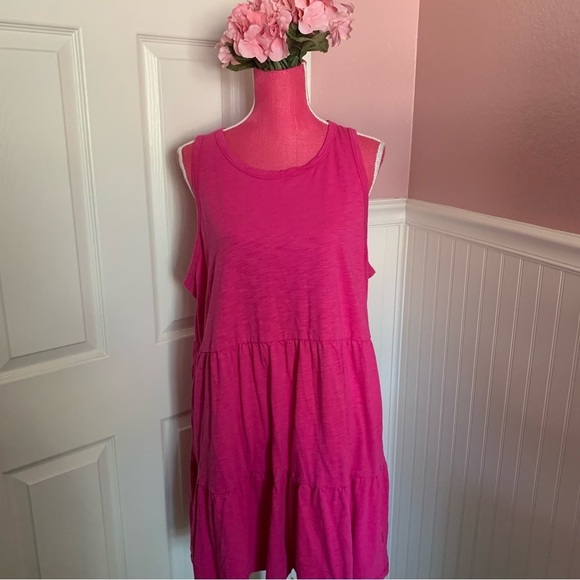 Fuchsia pink Sleeveless GAP Tiered Sundress XXL - Picture 1 of 5